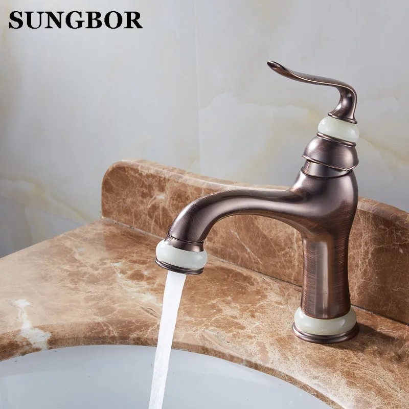 Deck Mounted Basin Sink Faucet Vintage Style Tap Black Bathroom faucets