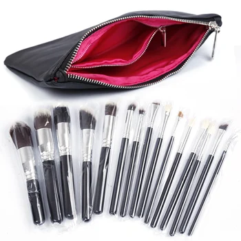 

15 pcs Professional Makeup Brushes Set Luxury Make Up Tools Kit Powder brushes make up brush set bag leather