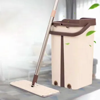 

Double Sided No-hand Washing Lazy Mops With 360 Magic Spin/Plastic/Flat Bucket Set Mops Cloth/Floor Cleaning Microfiber Replace
