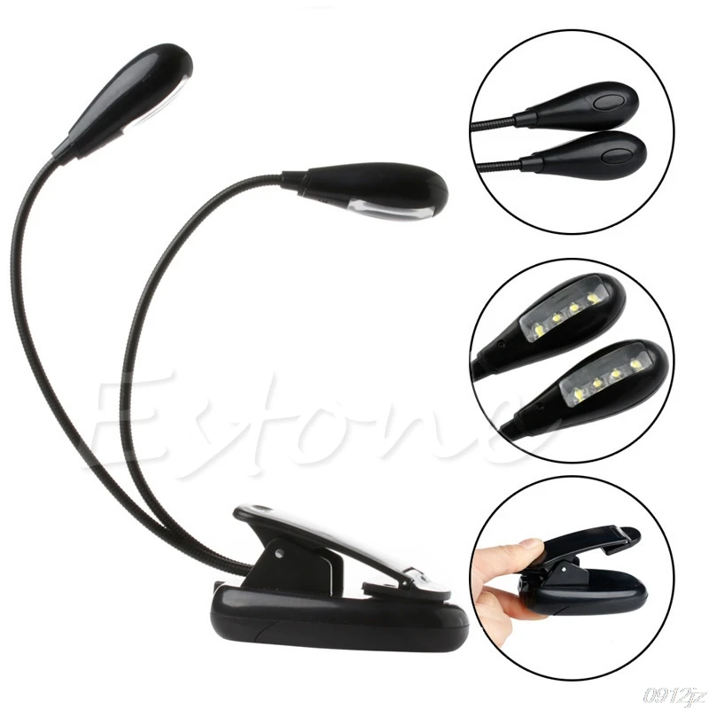 

Led Book Light Mini Clip-On Flexible Bright LED Lamp Two Heads Light Book Reading Lamp For Bedroom Book Reader Light