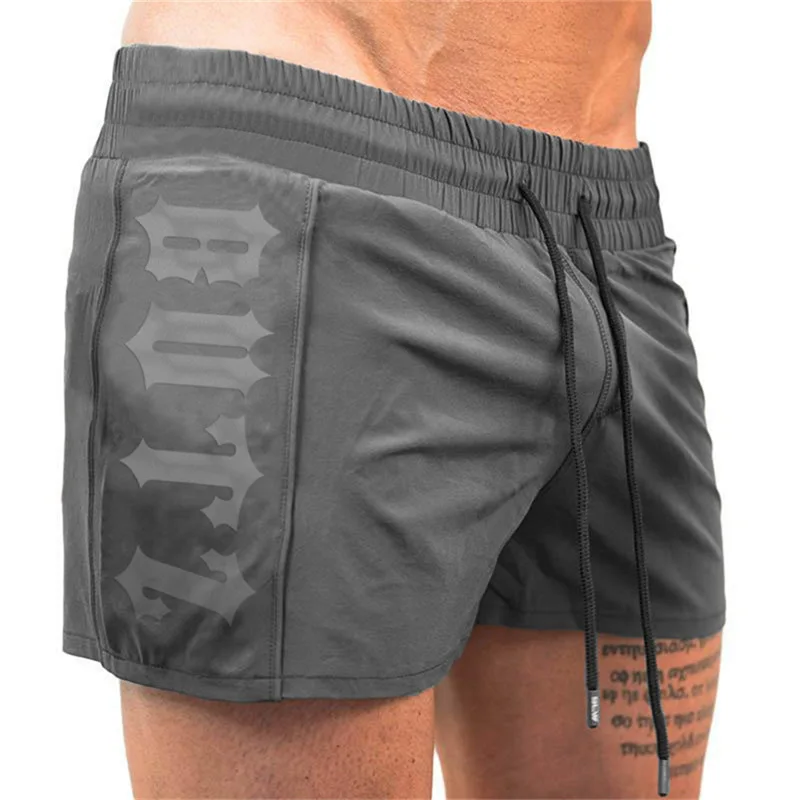 dark gray Мужские модные шорты с принтом Шорты для бодибилдинга мужские фитнес модные пляжные шорты спортивные мужские шорты летние - Цвет: dark gray