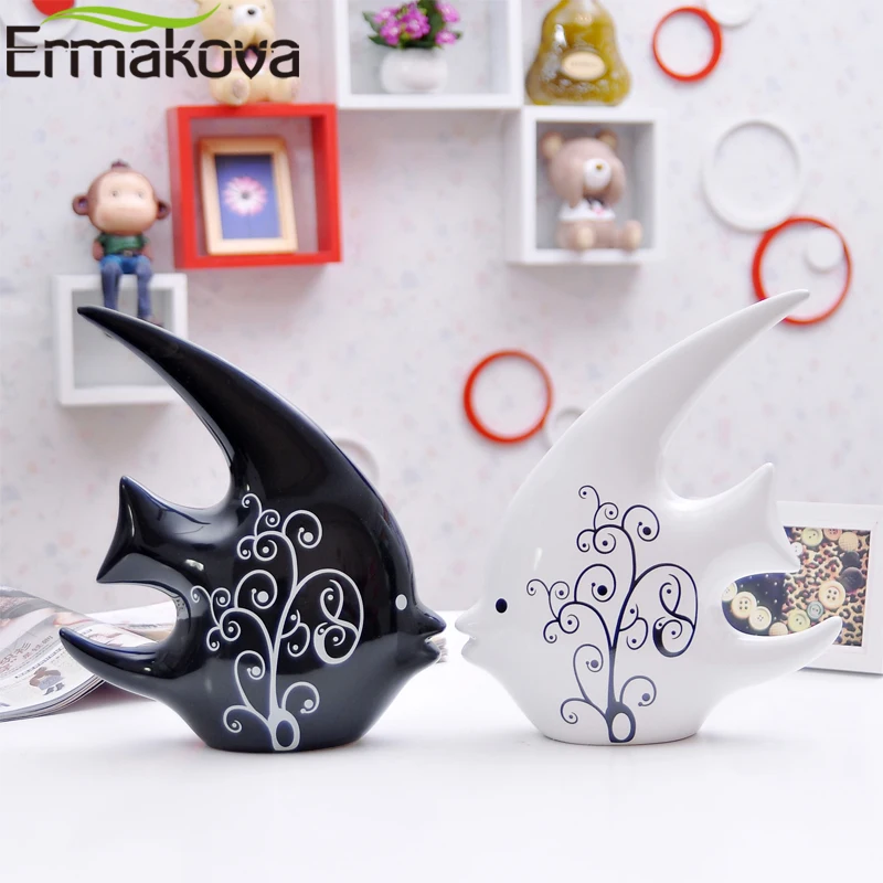 ERMAKOVA 2 Pcs/Pair 24cm(9.4")Height Ceramic Swallow Fish Couple Kiss Figurine Porcelain Animal Ornaments Modern Home Decor Gift
ERMAKOVA 2 Pcs/Pair 24cm(9.4")Height Ceramic Swallow Fish Couple Kiss Figurine Porcelain Animal Ornaments Modern Home Decor Gift