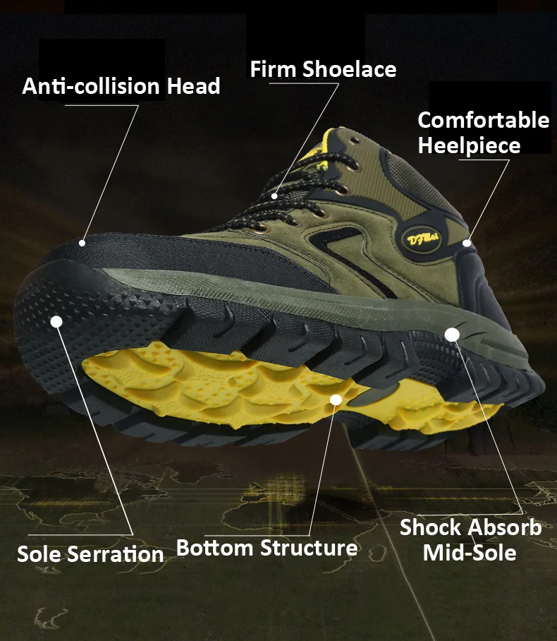 YITU Кемпинг горный альпинистская обувь походная обувь водонепроницаемые спортивные кроссовки для туризма походные ботинки мужские кожаные большие размеры