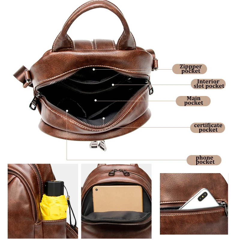 ZROM Women Backpack Female Genuine Leather Backpacks for girls Fashion Teenagers Schoolbag Small Backpack Ladies Shoulder Bags