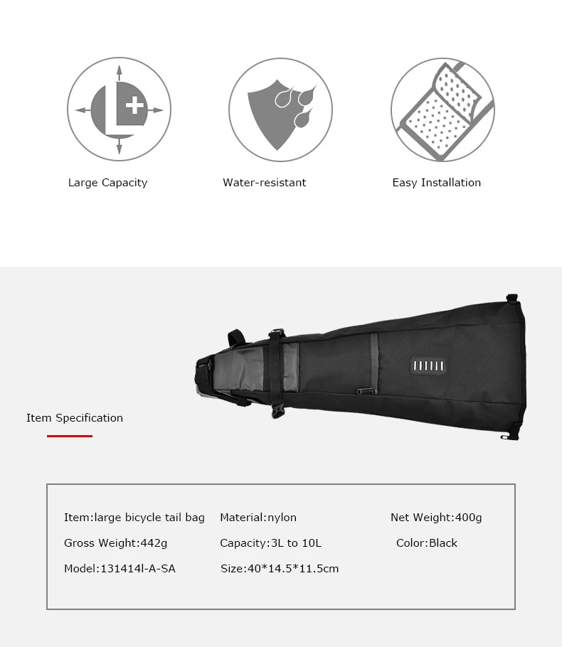 Sahoo 131414L-A-SA 10L Водонепроницаемая велосипедная седельная сумка для седла, седельная Задняя сумка, сумка для хранения MTB