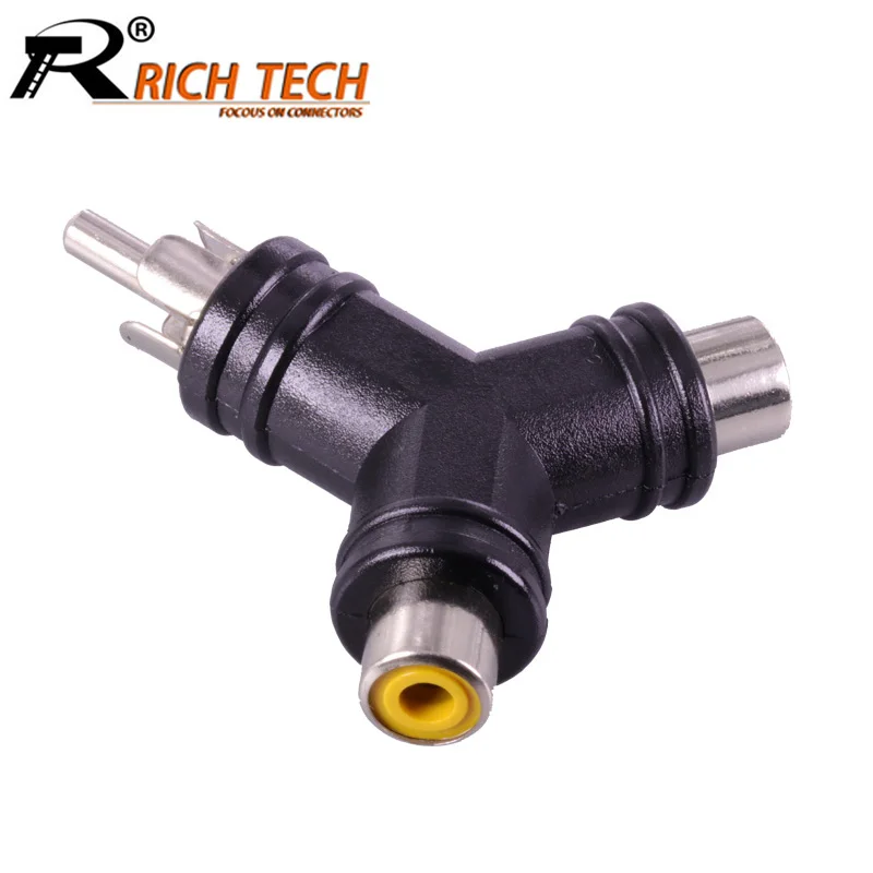 100pcs/pcs RCA Connector Dual Female Jacks to Male Plug Nickel Plated 3-way Y Shape Converter Audio Adapter | Обустройство дома
