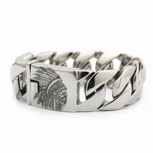 LINSION 6 длины глубокая гравировка 316L нержавеющая сталь индийский главный череп звено цепи мужские Байкер Браслет 5D301