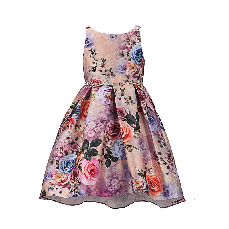 Yatheen Little Girls 2-6x Floral-Print Beading Hi-Low Dress Father Daughter Dancing Party Dresses | Детская одежда и обувь