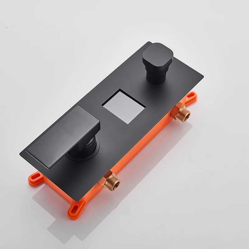  Matte Black LED Digital Display Shower Faucet Set Rain Waterfall Black Bathtub Shower System LCD Di