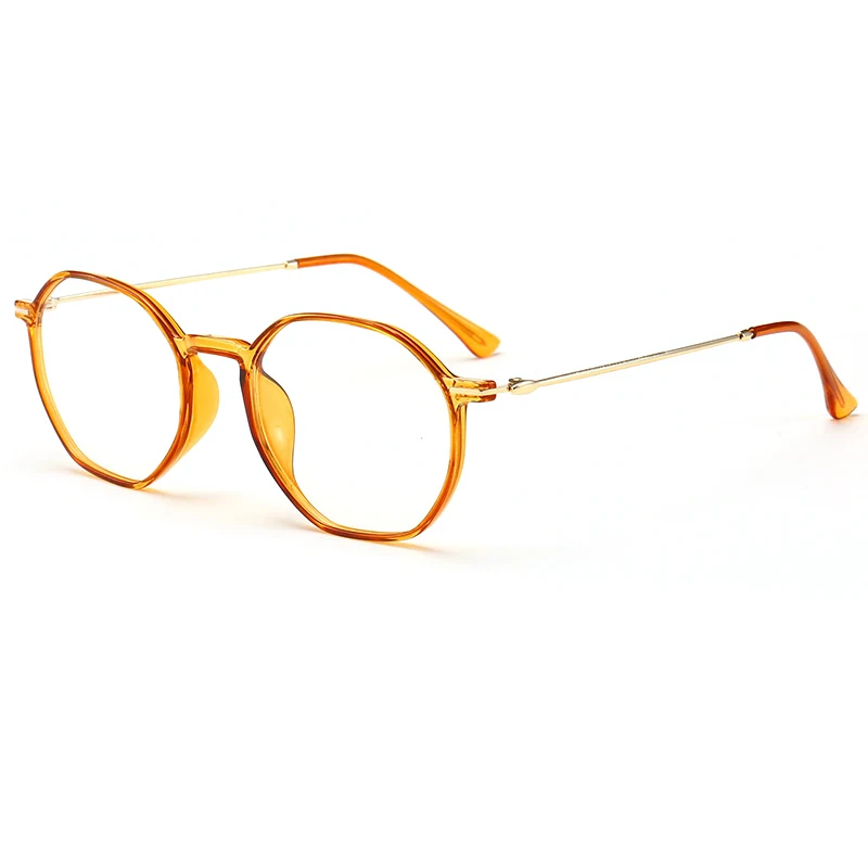 New fashion oval frame glasses full frame ladies beautifully decorated flat mirror men's metal trend glasses frame - Цвет оправы: Orange