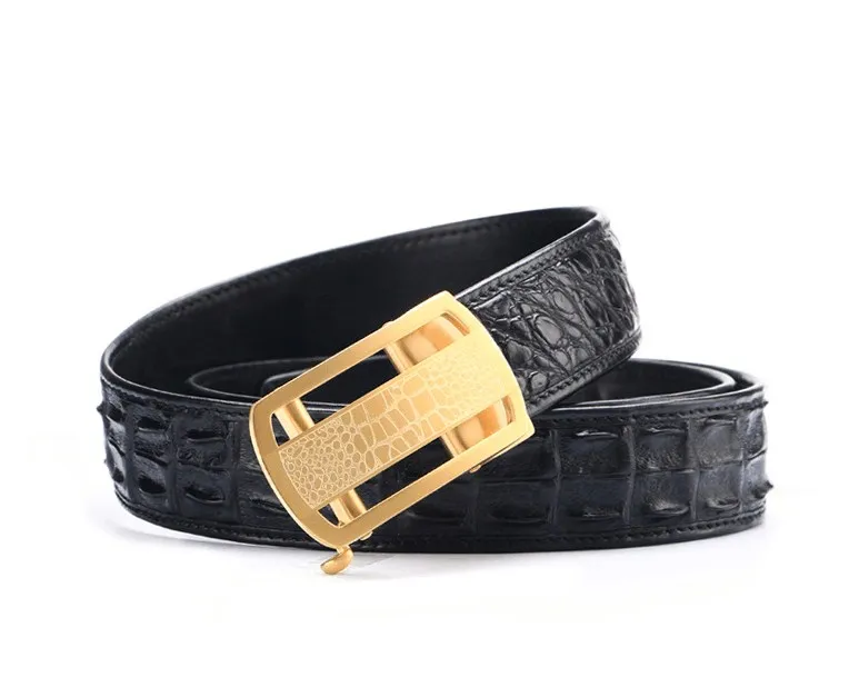 

Real crocodile leather stainless steel autometic buckle men solid casual belts