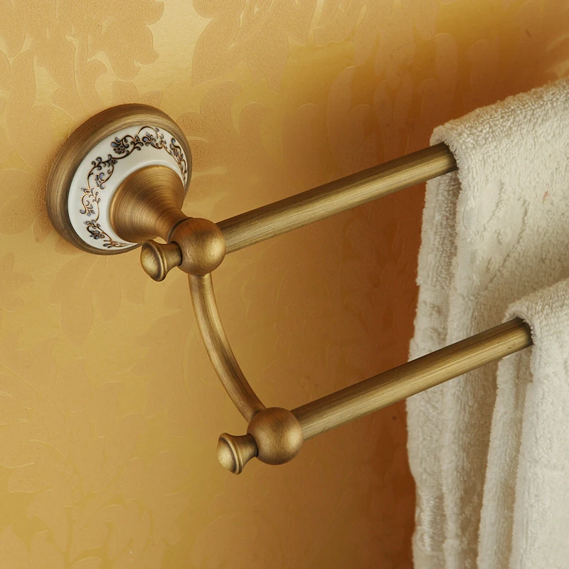 Antique Brushed Bronze Towel Bar 2 Layer Towel Holder