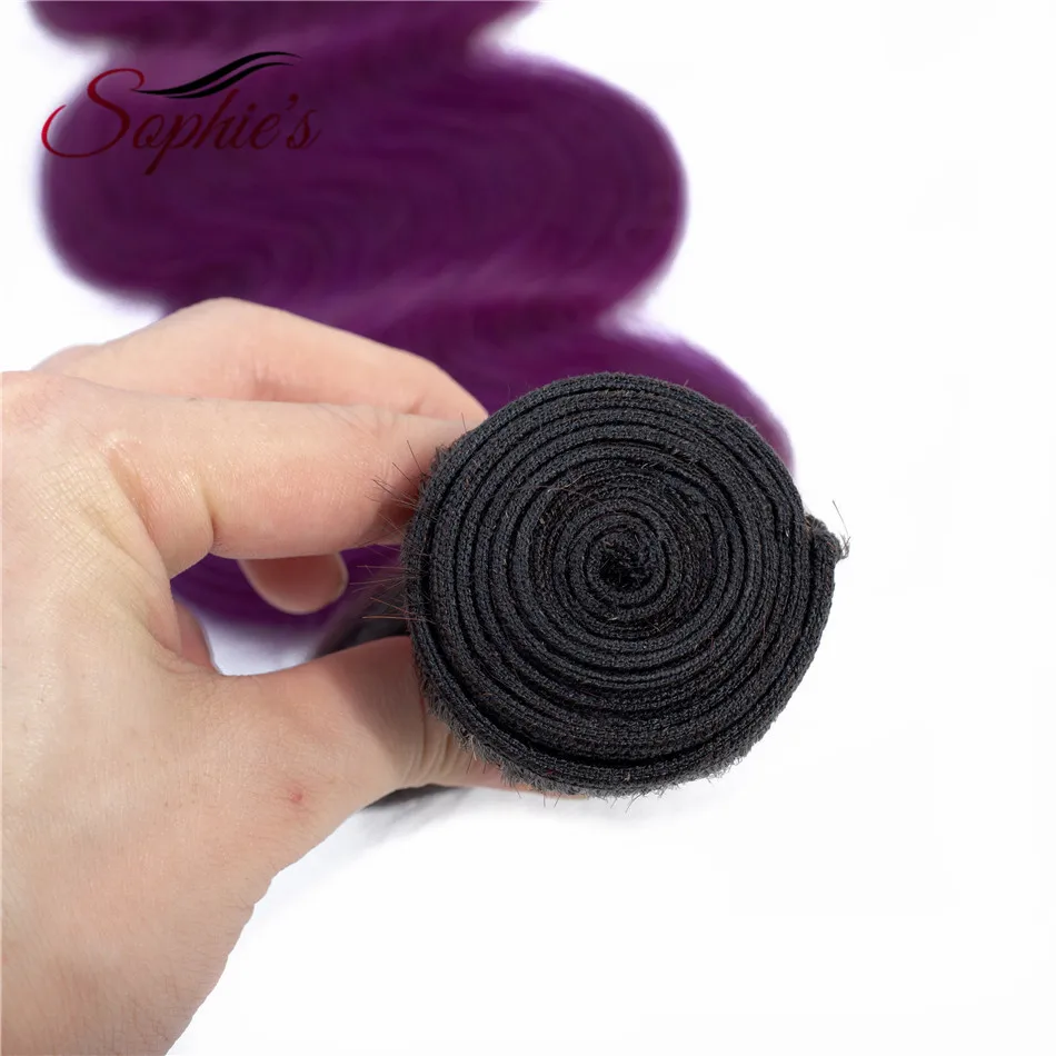 Sophie's Pre-colored Ombre T1B/Purple Color 1 Bundles Hair Malaysian Human Hair Non-Remy Body Wave Hair Sew In Hair Extensions