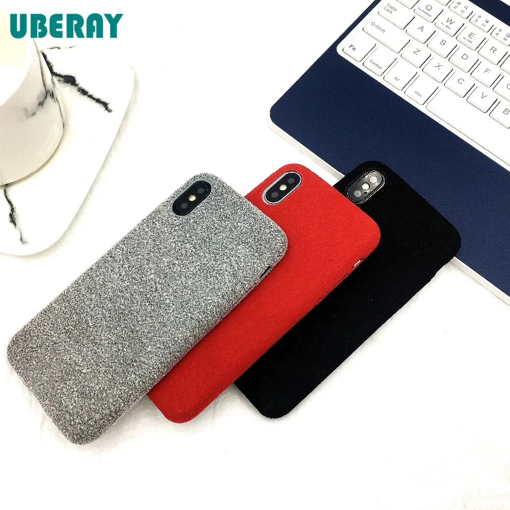 

UBERAY Phone Case for iPhone 7 Case iphone X Cover Luxury Red Simple Soft TPU Case For iPhone 6 6S 7 8 Plus Cell Phone Film Capa