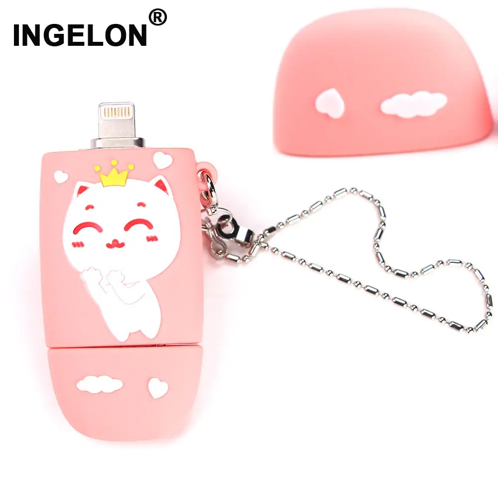 Ingelon 3 в 1 Usb Flash 32 Гб диск на ключе 64 Гб Cle USB Flash Drive 128 ГБ 3,0 свадебные подарки для гостей Флешка для iphone Drive - Цвет: Lucky001