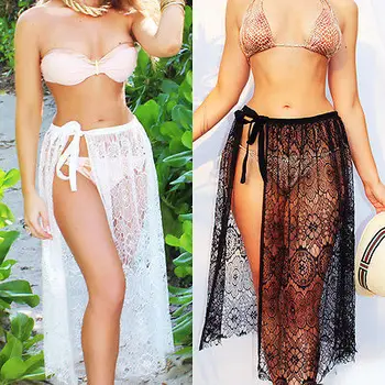 

1pcs Summer Women Sexy Swimsuit Lace Crochet Bikini Cover Up Swimwear Beach Dress Pareo Beach Tunic Cover ups Capes Dress