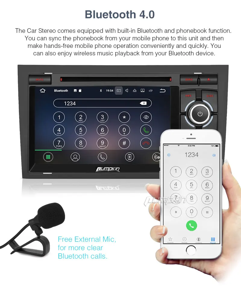 Clearance Pumpkin 2 Din7" Android 7.1 Car Multimedia DVD Player For Audi A4 2003-2008 GPS Navigation Car Stereo FM Rds Radio Wifi Headunit 15