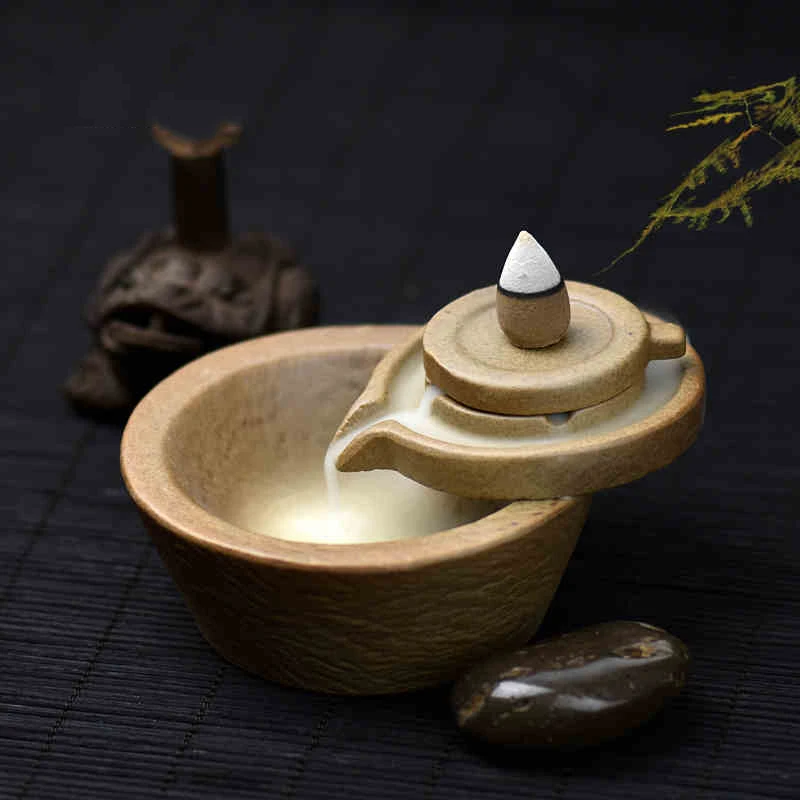 Stone grinder buhrimill Ceramic Porcelain Incense stove Burner Holder