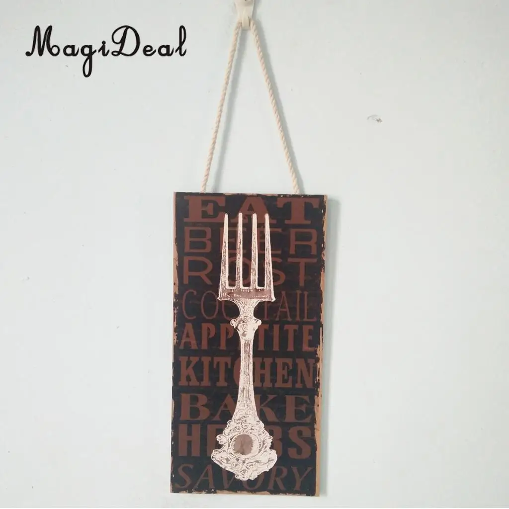 MagiDeal Home Dining Kitchen Natural Wood Plate Sign Cafe Pub Bar Wall Art Plaque - Coffee Shop Tea House Rest Room