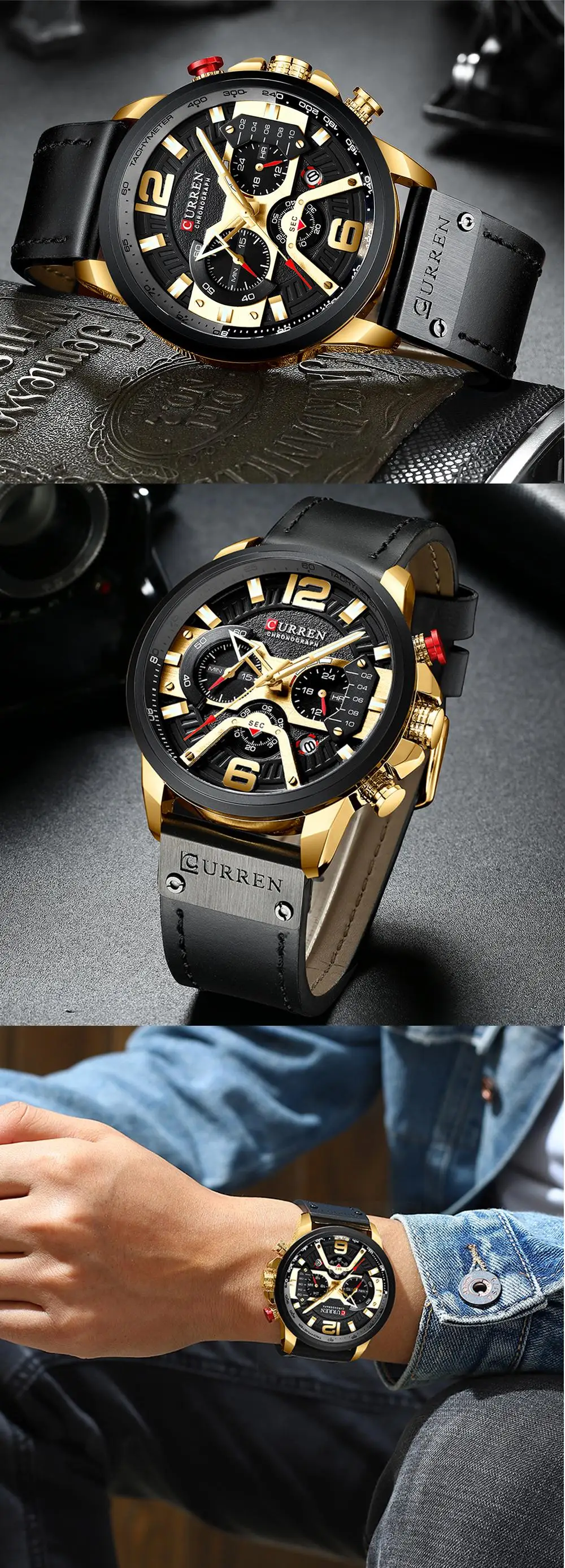 CURREN Sports Wrist Watch Men Luxury Waterproof Relogio Masculino Fashion Brand Military Men's Wristwatch Quartz Black White