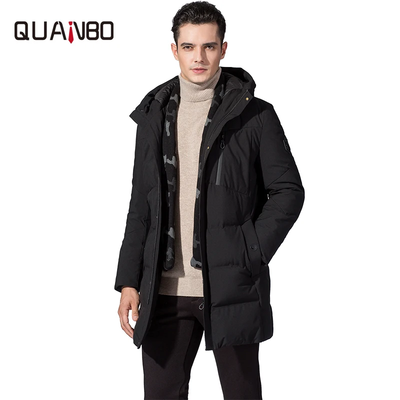 

Top Quality Winter X-Long Down Jacket 2019 New Thickening Warm Hooded Scarf Men Duck Down Jacket Youth Black Mens Coat Parkas