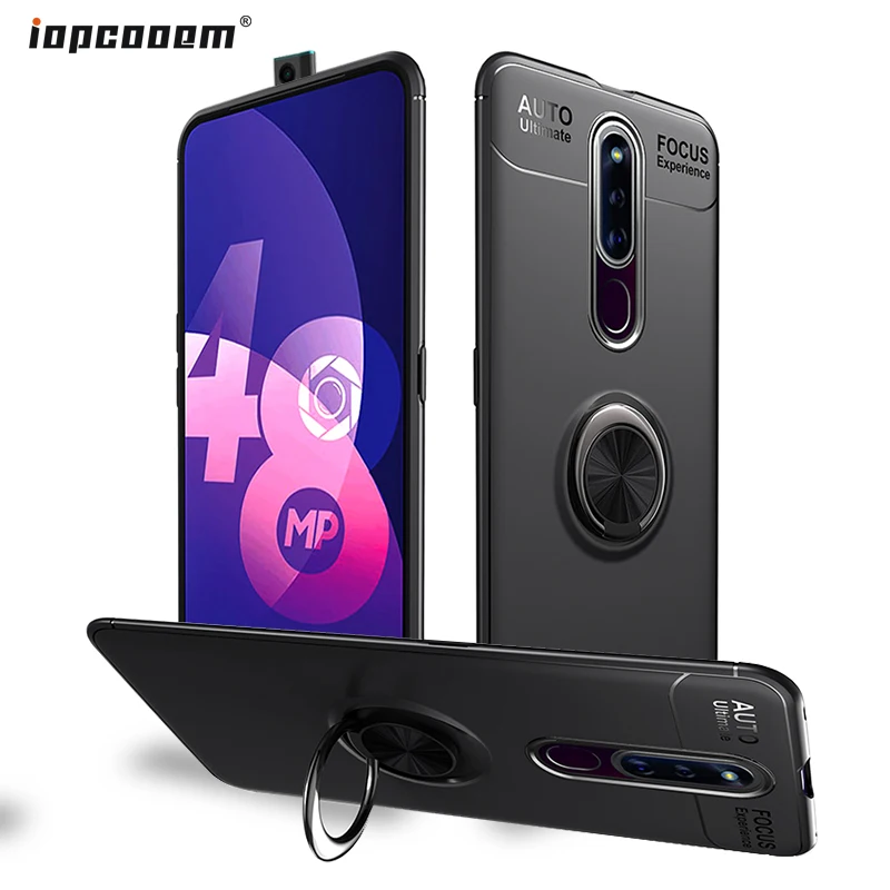 

For Oppo F11 Pro Case TPU Silicone Car Holder Stand Magnetic Bracket Finger Ring Soft for Oppo F11Pro F11 Pro Shockproof