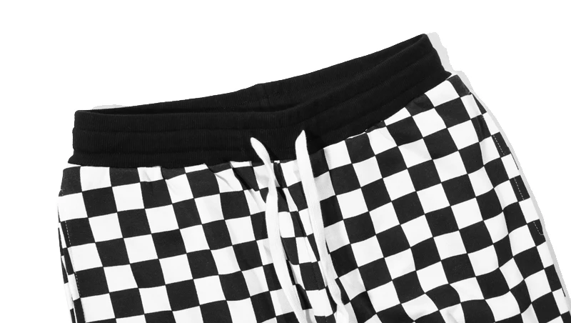IUURANUS черные белые клетчатые спортивные штаны уличная мода уличные IUURANUS спортивные штаны для мужчин и женщин эластичные хлопковые брюки