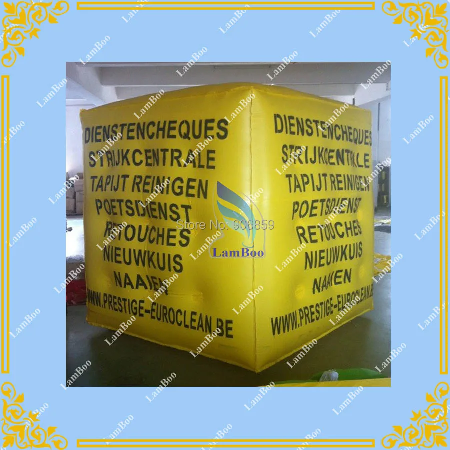 

2m Yellow Inflatable Cube Advertising Balloon with 4 sides Digital Printing LOGO for Advertisement/DHL FREE SHIPPING