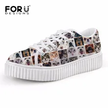 FORUDESIGNS/Симпатичные кошки и собаки; женские туфли на платформе с 3D принтом; сезон осень; повседневная обувь на плоской подошве; женская обувь на толстой подошве