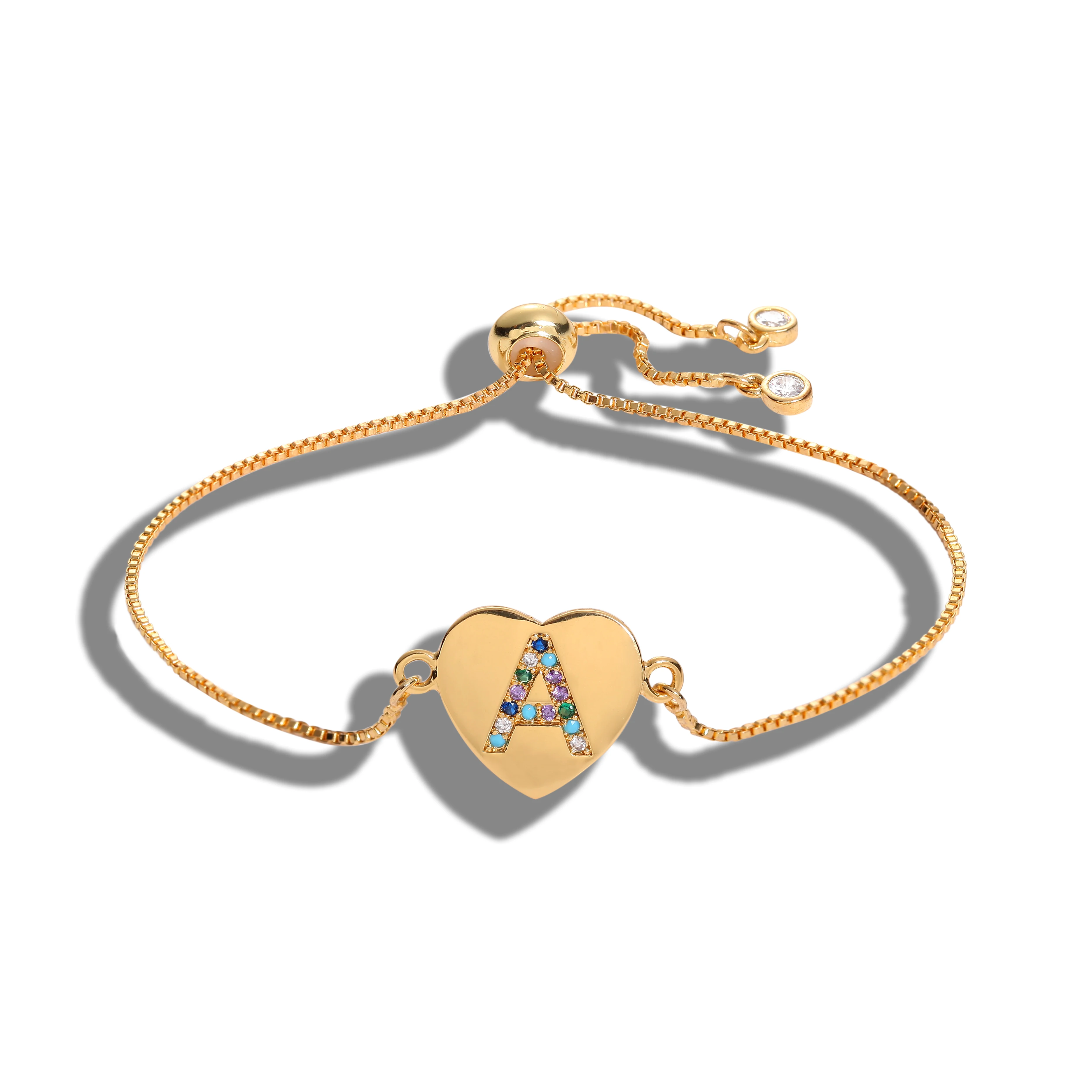 Золотые женские начальные 26 букв A-Z браслеты с буквами браслеты кубического циркония diy Имя очаровывательный браслет ювелирные изделия подарок медь найти - Окраска металла: BZ037-A
