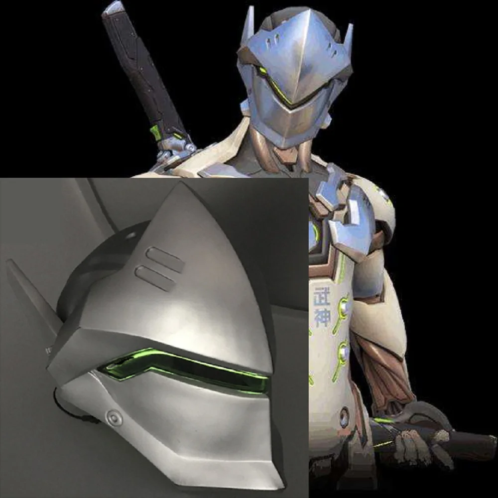 OW Game Over Genji Overhead Clock Helmet With Light Cosplay Mask PVC Helmet Halloween Carnival Party Prop (2)