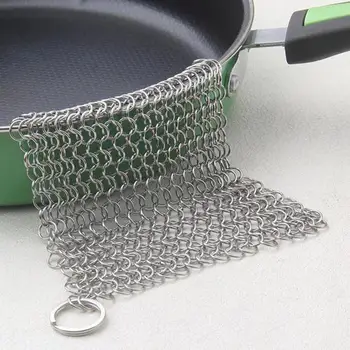 

4 Inches Gadgets Wash Tool Pan Dish Cleaning Tool Stainless Chainmail Accessories Steel Scrubber Palm Brush Cookware Kitchen