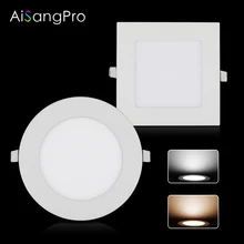

AiSangPro Recessed Led Panel Downlight Dimmable Spot Light Round Square Ceiling Lights SMD 2835 Leds Lamp For Home Kitchen