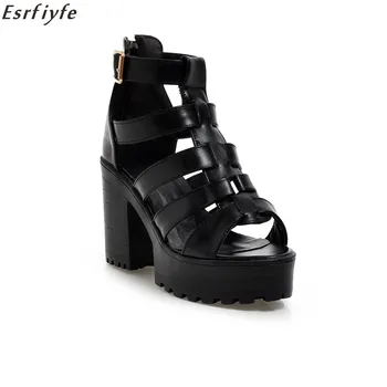 

ESRFIYFE Hot Selling 2018 New Summer Fashion High Quality Platform Sandals Women Casual Ladies Shoes Black White Size 34-43