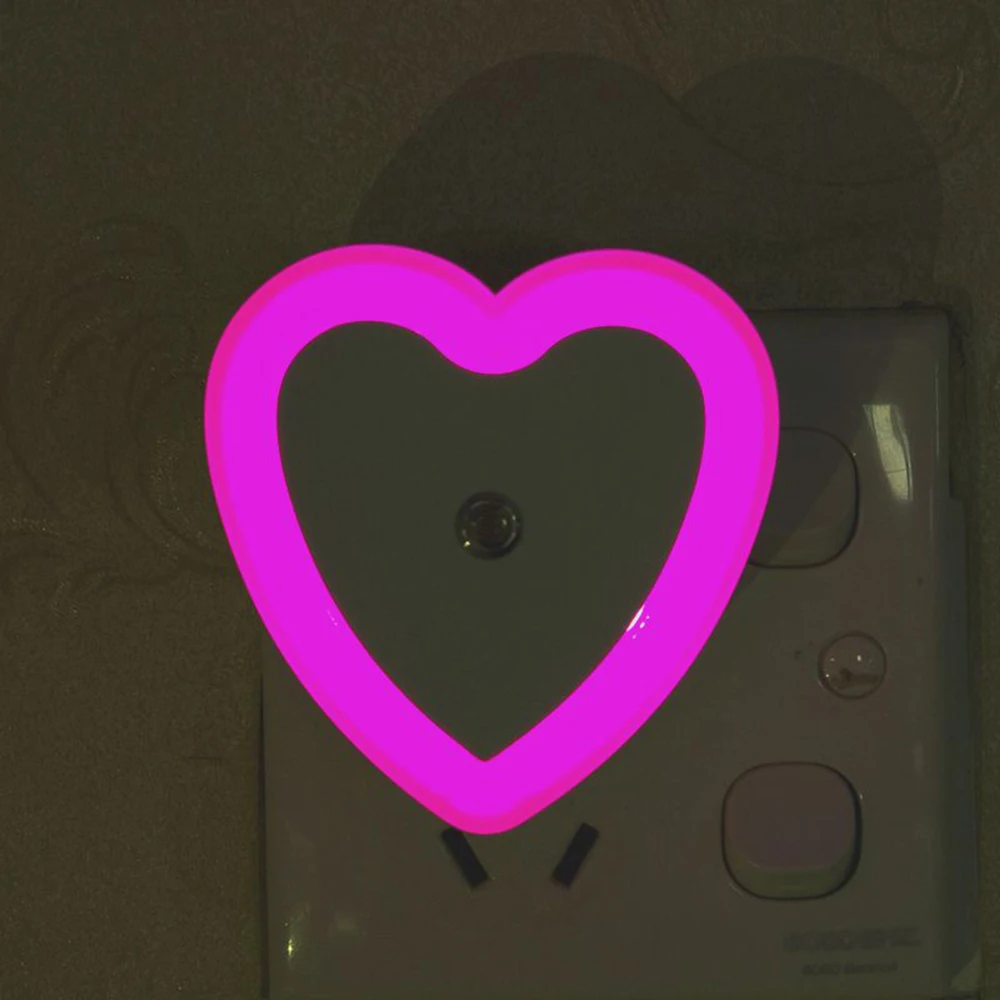 

US/EU Heart-shaped creative energy-saving light control night light LED sensor light smart night light baby bedroom lamp