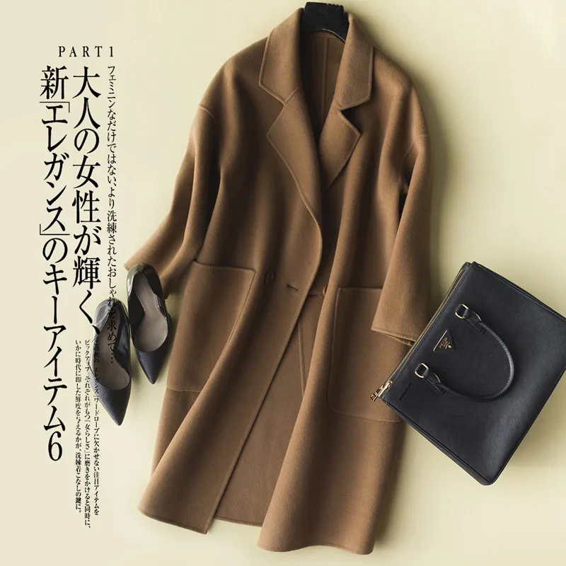 Face Manteau dark Red 100 Coréenne Pardessus Boutonnage 2019 De Manteaux Laine Black Printemps Hiver Camel wine camel Femme Vestes Longue Lwl1334 Double Tcyeek wzA0q0