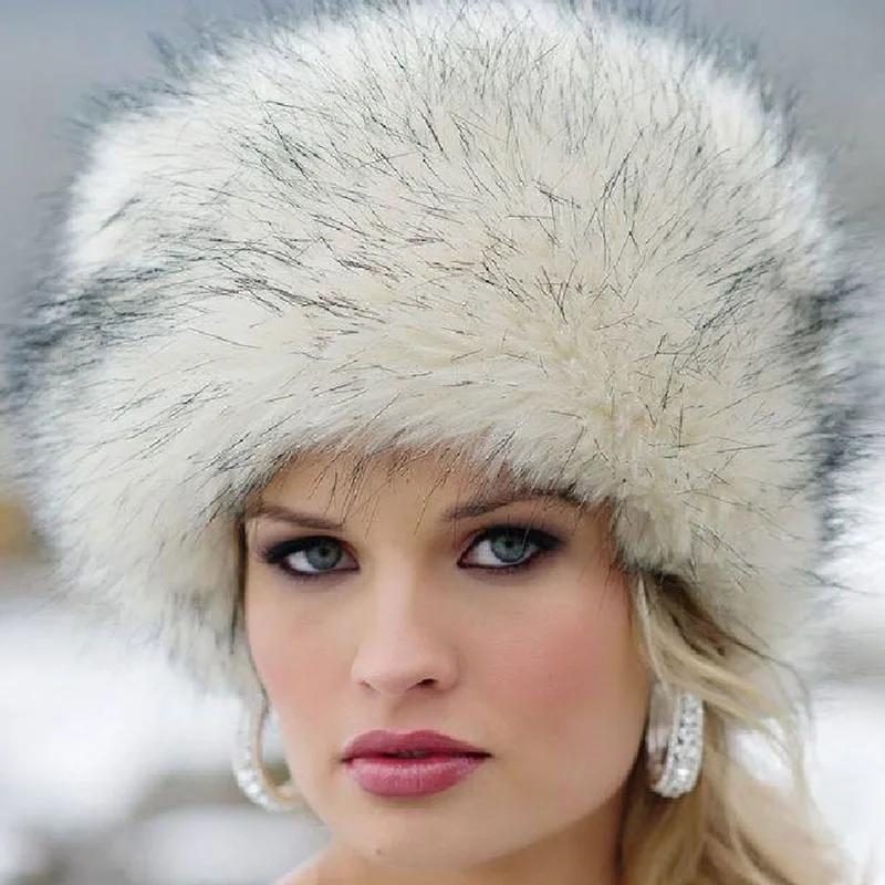Fashion Women Lady Faux Fox Fur Cossack 