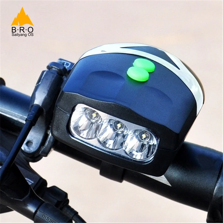 

3 LED Bike Light Handlebar Ring Bell Electronic Bright Bicycle Front Lamp Horns Cycling Loud Alarm Sound Headlight for Bicycles