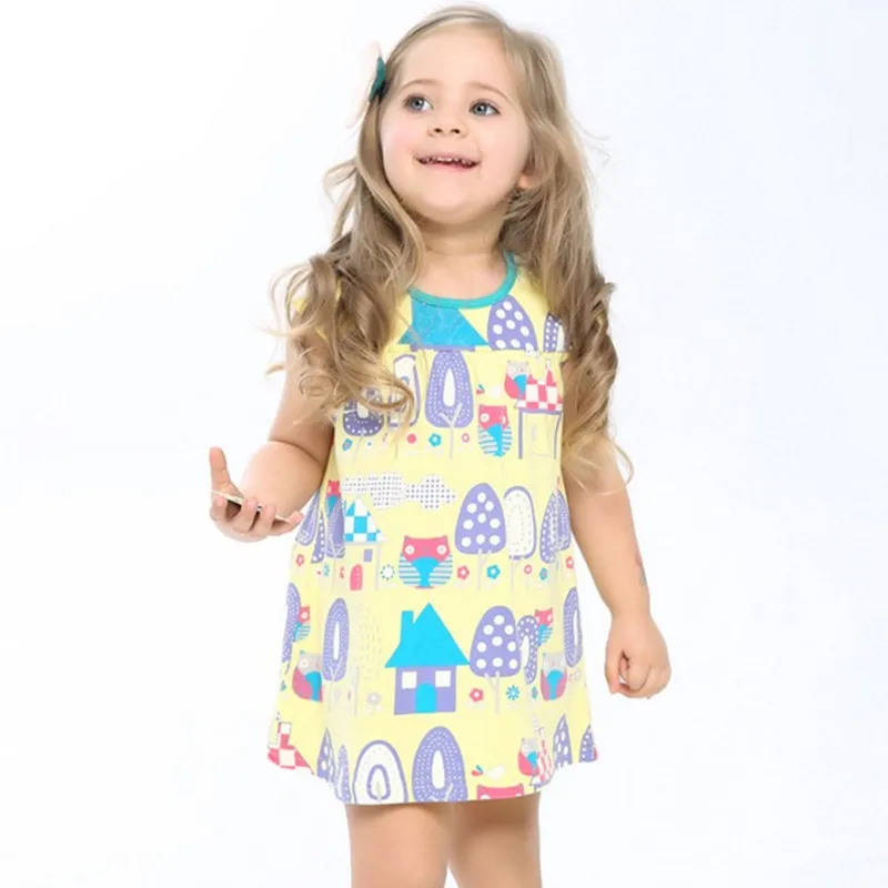 Little maven children brand clothes 2017 new summer baby girls clothes kids Cotton tree house print