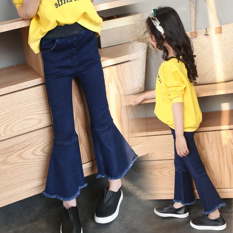 

Girls Jeans 2018 Solid Boot Cut Pant Teenage Fashion Children Jeans For Girls Autumn Back To School Girls Clothes 10 12 Years