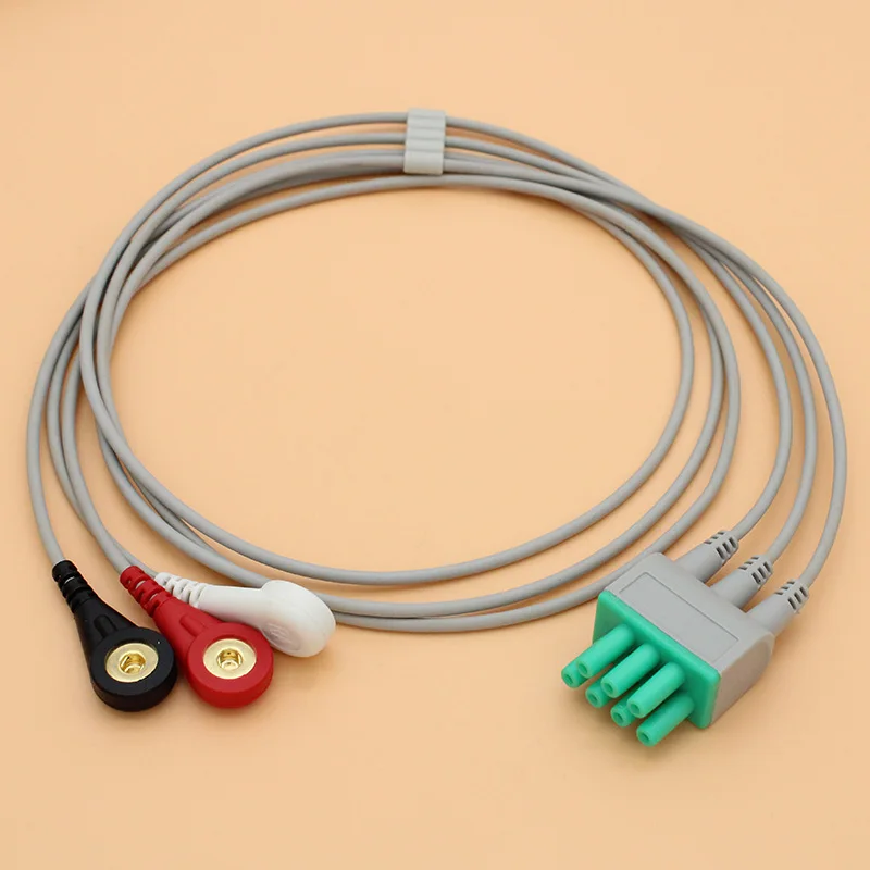 

Compatible with Mindray Mbelec M&B Holter Recorder ECG Patient Cable,3 lead snap/clip ECG leadwire,IEC OR AHA.