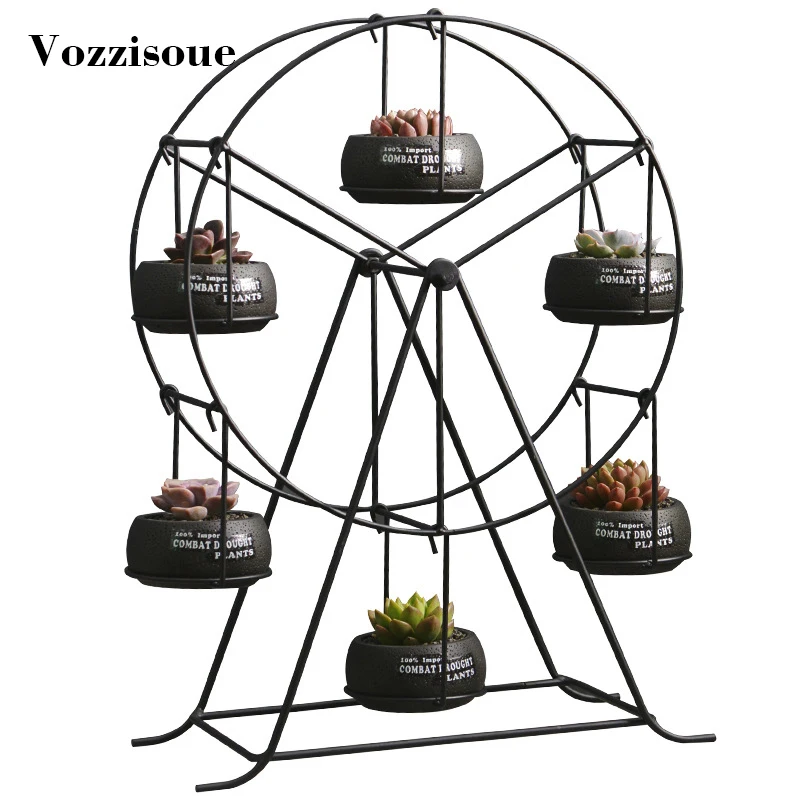 

Creative Hot Nordic Style Ferris Wheel Supporting Flower Pots Simple Succulent Plant Green Planting Small Bonsai Home Decoration