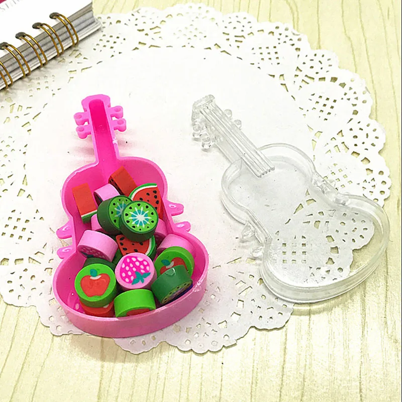 Гитара поле соломы ягода ластик малыш Musical канцелярские подарок фрукты мягкой резинкой мультфильм 3D карандаш ластик для школы приз для