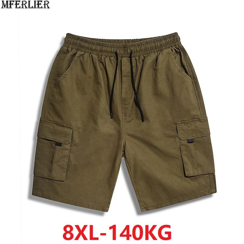 Мужские шорты Карго размера плюс 6XL 7XL 8XL, спортивные шорты с карманами, летние модные шорты в стиле сафари, корейский стиль, свободные шорты, 50