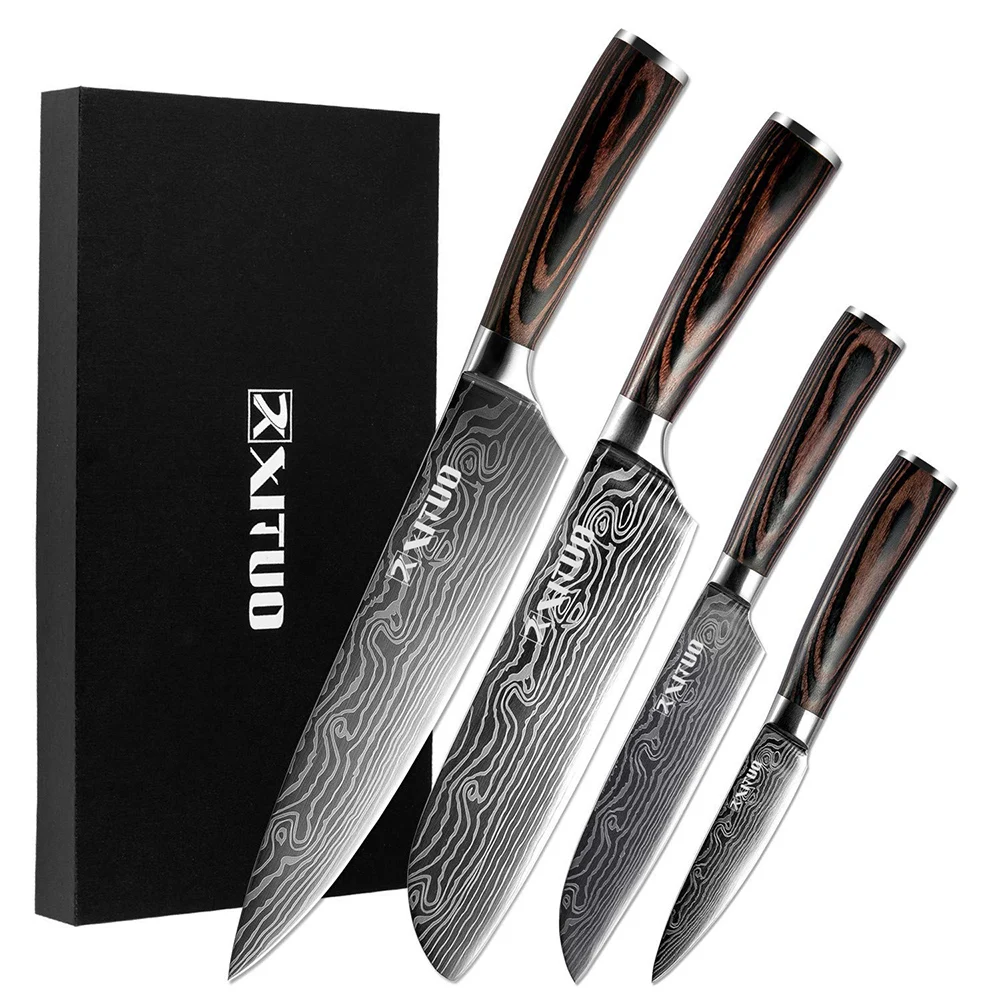 XITUO 4 pcs kitchen knives set 7CR17 high carbon Japanese stainless