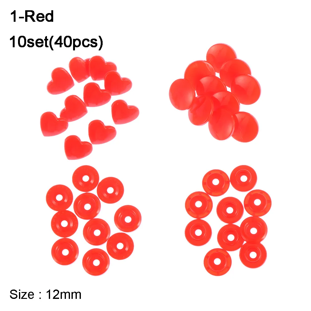 10 компл.(40 шт.) 12 мм Кнопки Скрапбукинг шитье Аксессуары Любовь Сердце Пластиковые крепежи нажмите кнопку кнопки - Цвет: red