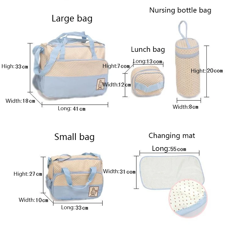 5 шт./компл. 41*33*18 см Мумия Многофункциональный коляска сумка рожок Сумочка для хранения мумия детские пеленки подгузник для кормления сумка