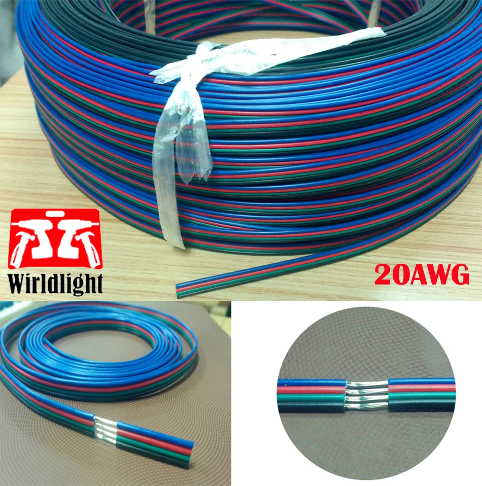 20AWG ПВХ изолированный медный провод 4pin RGB нагреватель медный кабель светодиодный электрические провода с разъемом бесплатно выбрать количество метров