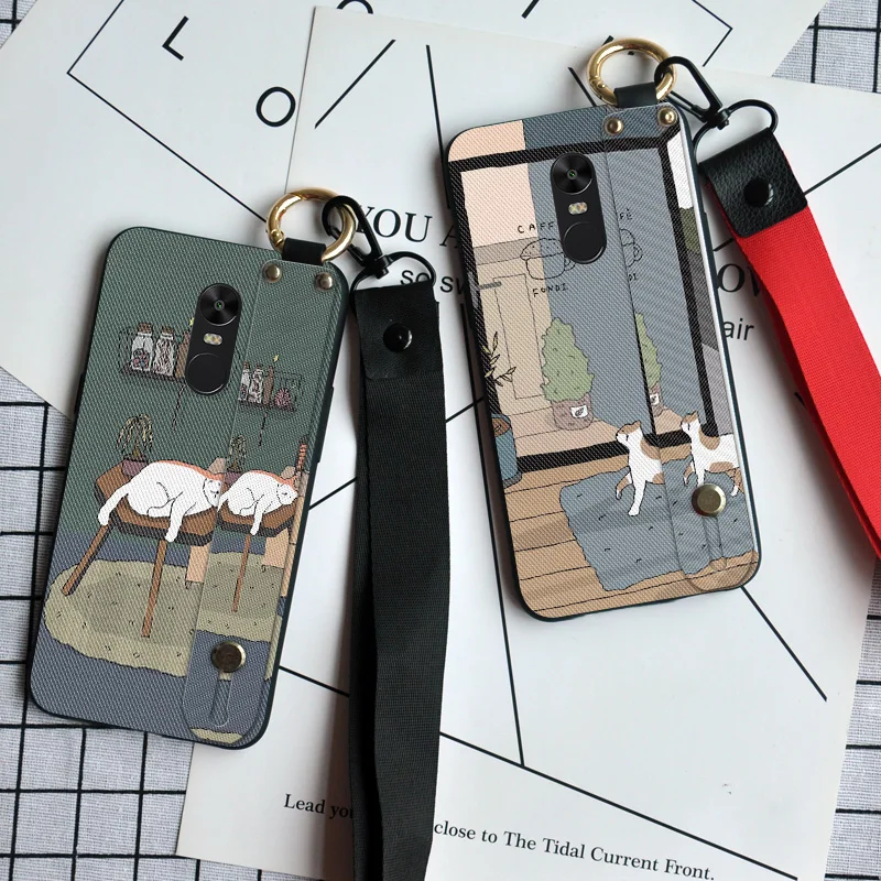 

Cute Cat Wristband Case For Xiaomi Redmi Note 3 Pro Neck Strap Slicone Back Cover For Xiaomi Redmi Note 4 4X Global Version