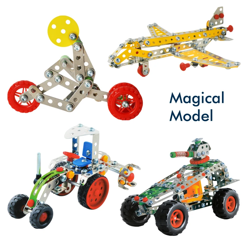 

10 Types Magical Model Building Kit Construction Assembly Set 3D Stainless Steel Block Toys For Boys Christmas Gift